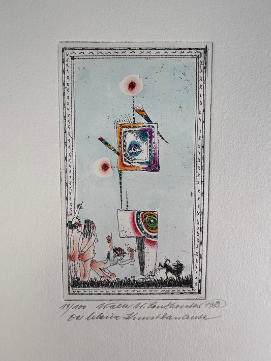 Leutheuser,  Walter W., Der kleine Kunstbanause, 12 x 7cm, 19/100, Radierung, 1983