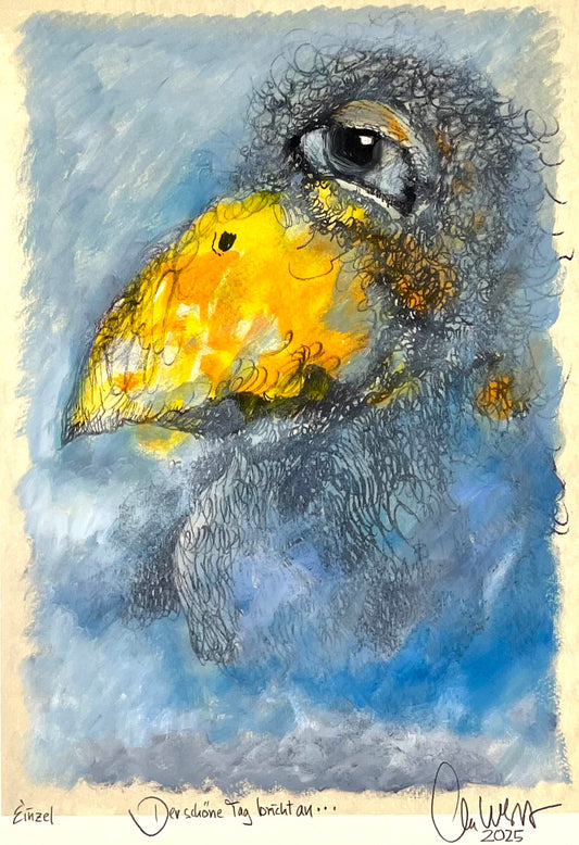 West, Ole, Der schöne Tag bricht an, 29 x 21cm, Giclée überm. Öl