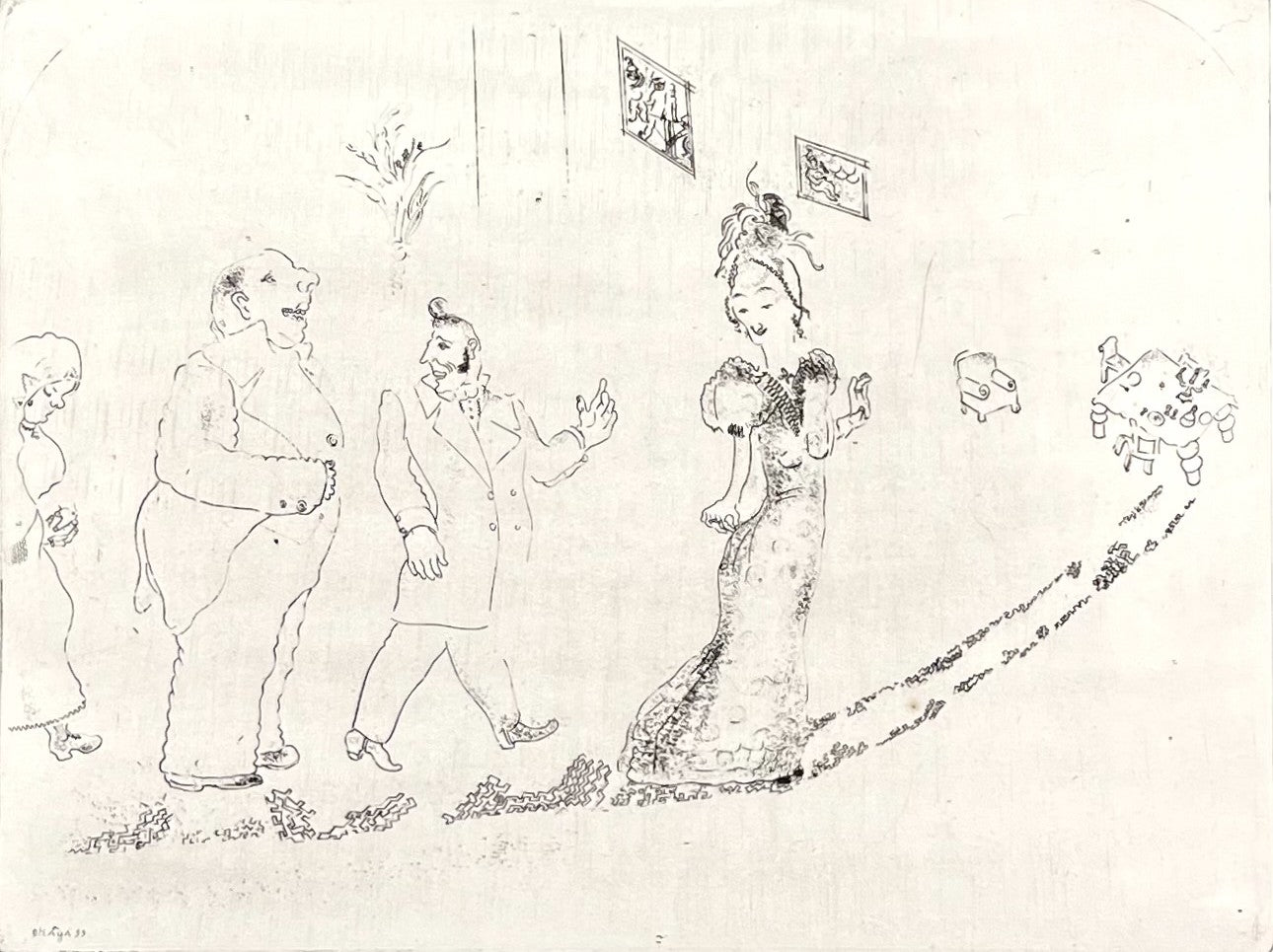 Chagall, Marc, Die Prozession, 21,5 x 28cm, Radierung, 1948