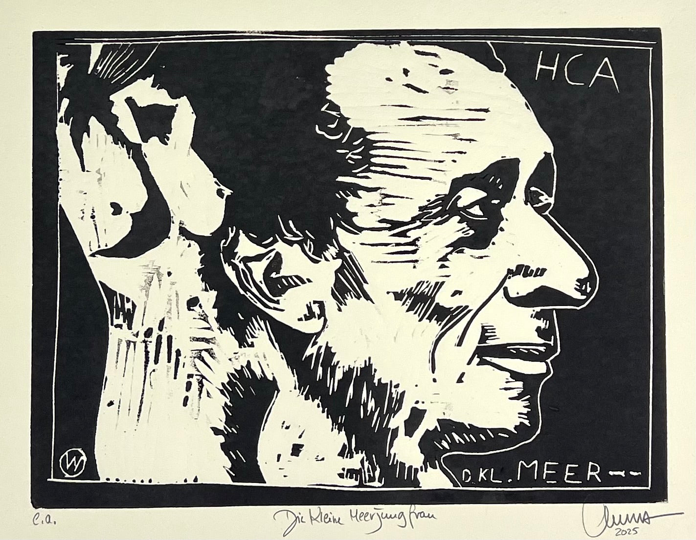 West, Ole, Kleine Meerjungfrau, 22,5 x 30cm, e.a., Holzschnitt 2025