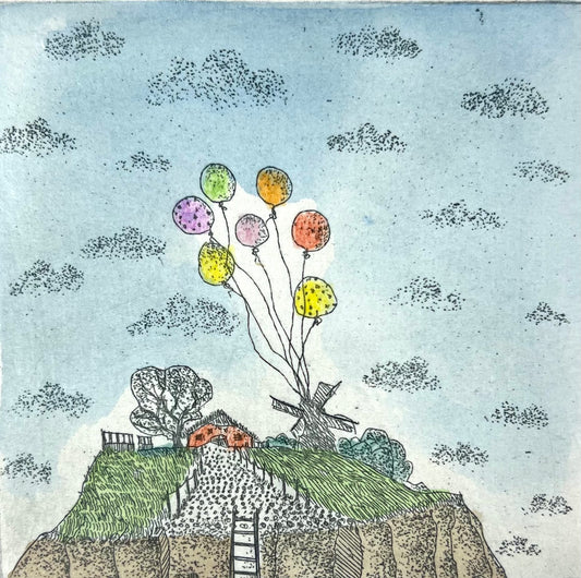Dolezalek, Beatrice, Aufwind, 1984, 8,7m x 9cm/ mit Pp., Col.Radierung