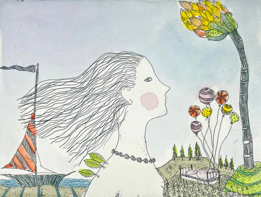 Dolezalek, Beatrice, Engelchen, 1982, 11,3 x 14,3cm, Col. Radierung