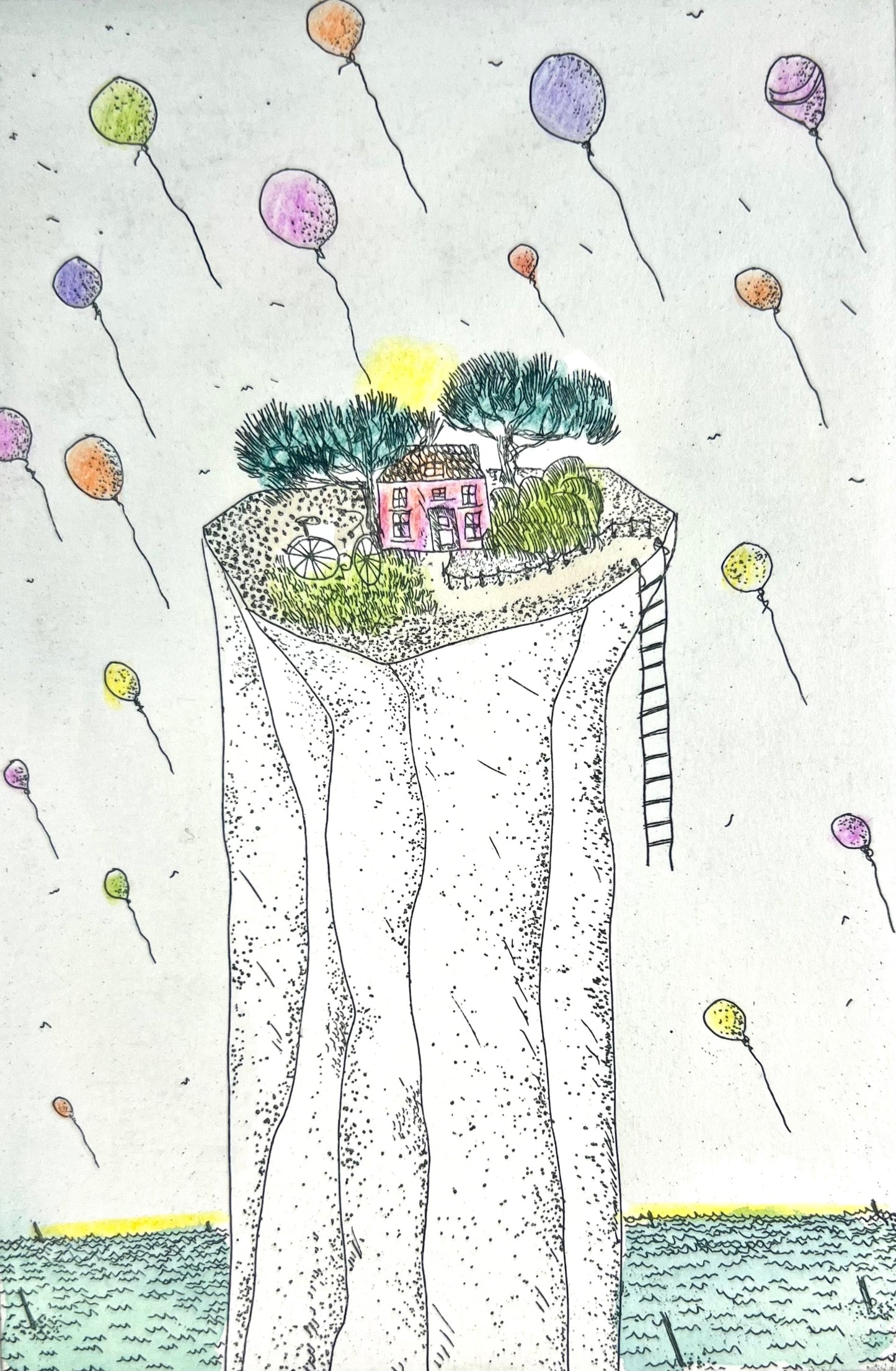 Dolezalek, Beatrice, Insellage, 1983, 9,7 x 14,6cm, Col. Radierung
