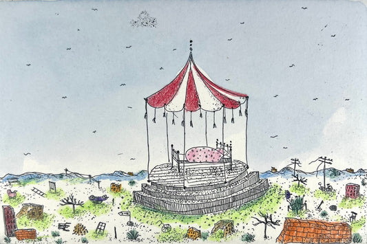 Dolezalek, Beatrice, Karuselleben, 1983, 9,8 x 14,7cm/ mit Pp., Col. Radierung