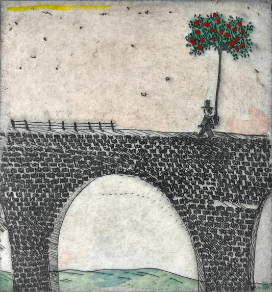 Dolezalek, Beatrice, Querung, 1980, 8,5 x 8cm/ mit Pp., Col. Radierung