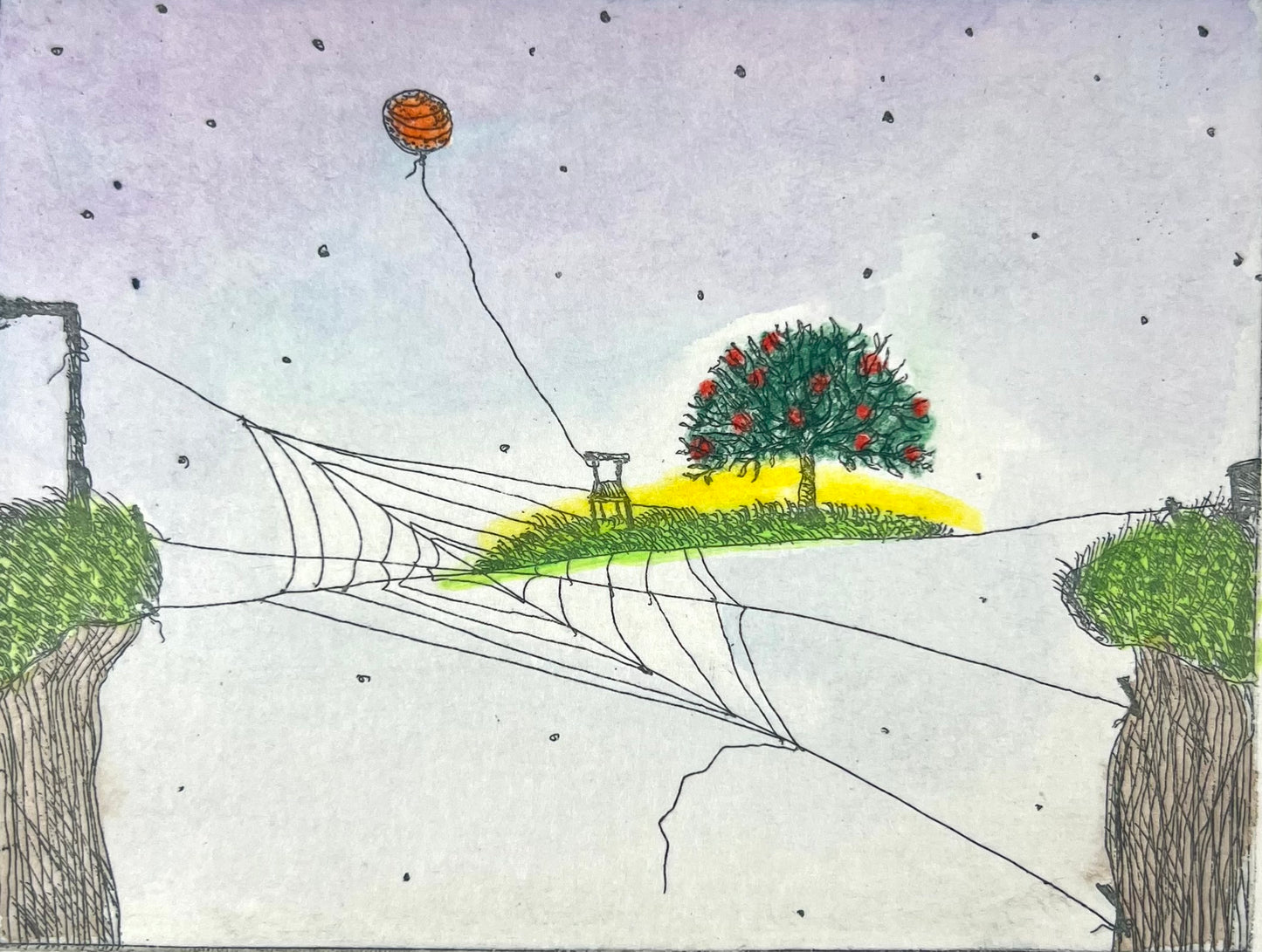 Dolezalek, Beatrice, Unter Land, 1980, 7,5 x 10cm/ mit Pp., Col. Radierung