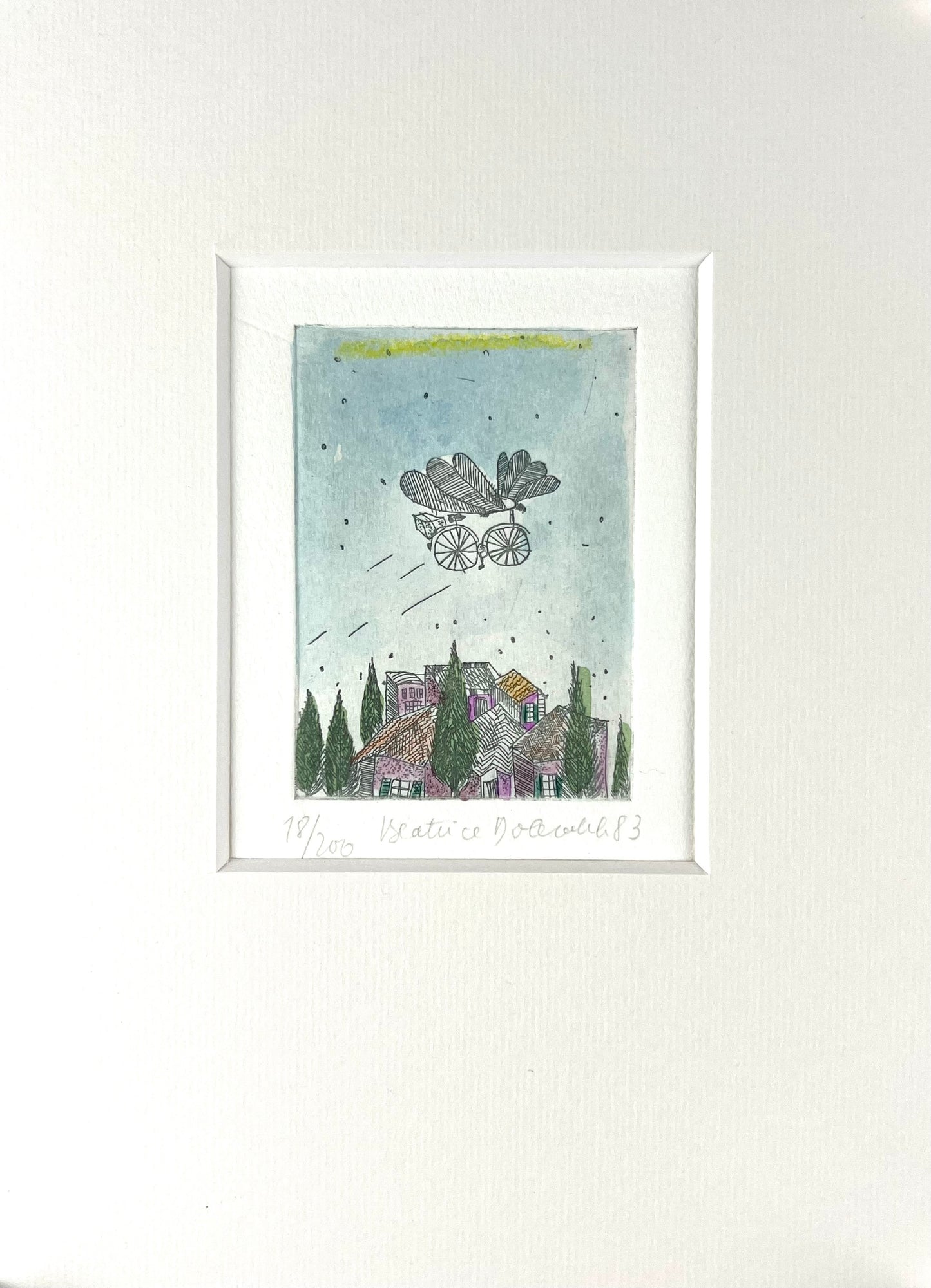 Dolezalek, Beatrice, Geschichten vom Radeln, 1983, 7,5 x 5,5cm/ mit Pp., Col. Radierung