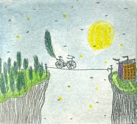 Dolezalek, Beatrice, Geschichten vom Radeln, 1983, 6 x 6,8cm/ mit Pp., Col. Radierung