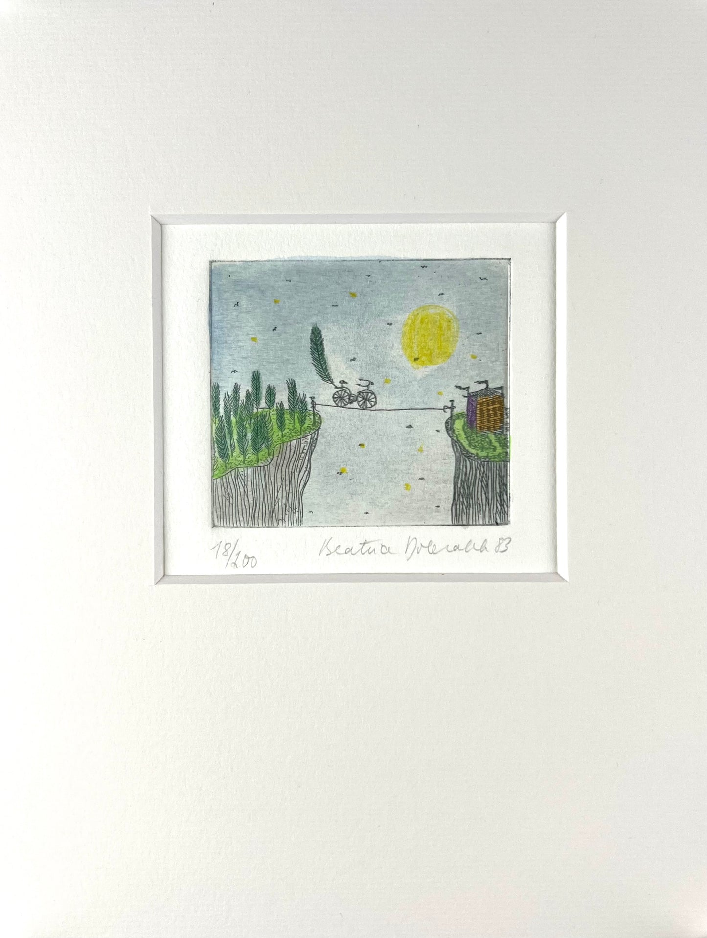 Dolezalek, Beatrice, Geschichten vom Radeln, 1983, 6 x 6,8cm/ mit Pp., Col. Radierung