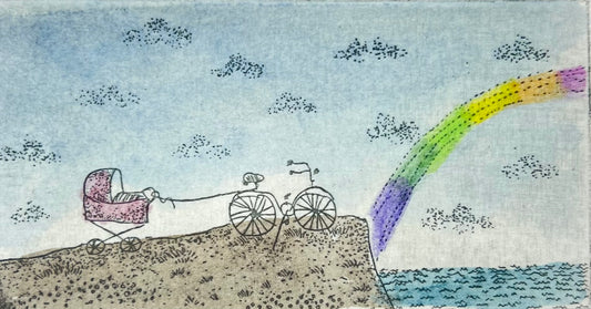 Dolezalek, Beatrice, Geschichten vom Radeln,1983, 4,5 x 8,5cm/ mit Pp., Col. Radierung