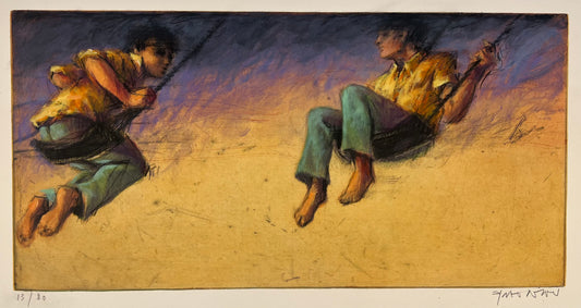 Wever, Peter, Doppelschaukel, 29,7 x 59,4cm, 13/80, Radierung