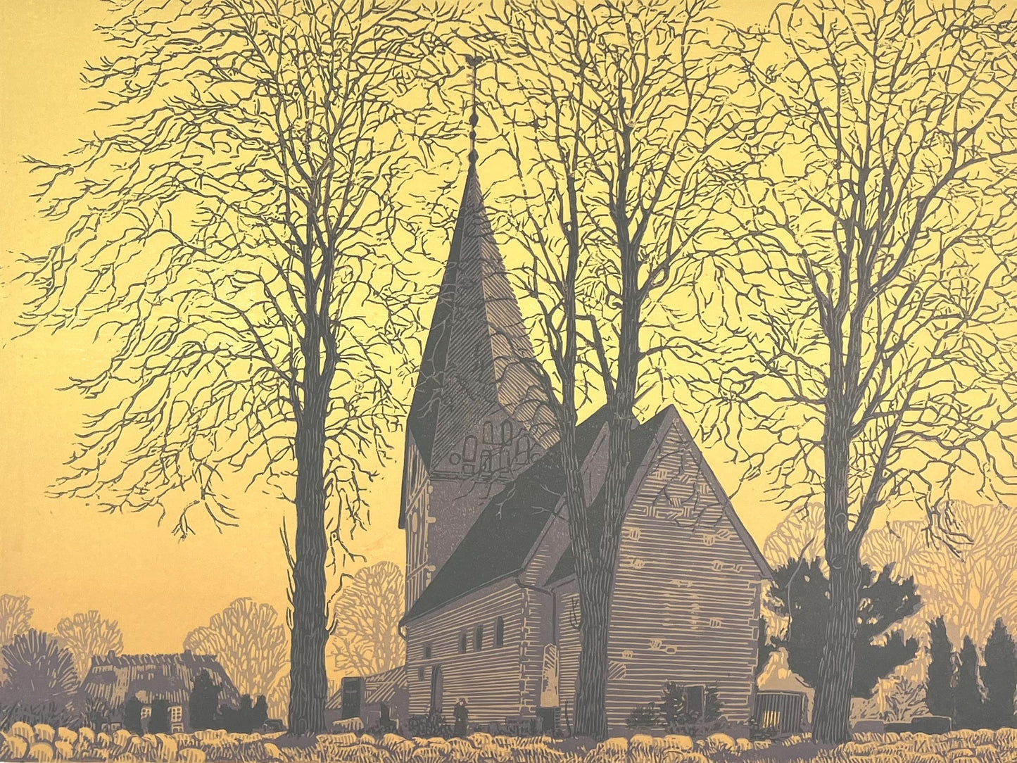 Störtenbecker, Nikolaus, Dorfkirche, 45 x 60cm, e.a., signiert, Farbholzschnitt, 1999