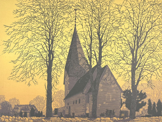 Störtenbecker, Nikolaus, Dorfkirche, 45 x 60cm, e.a., signiert, Farbholzschnitt, 1999