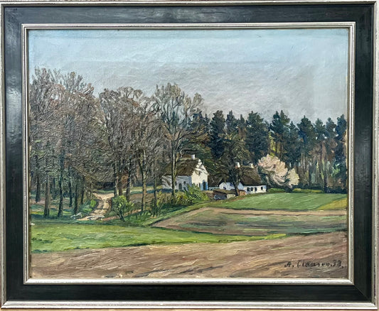 Clausen, Helmut, Dorflandschaft, 34 x 43cm, Öl auf Leinwand, nur mit Rahmung