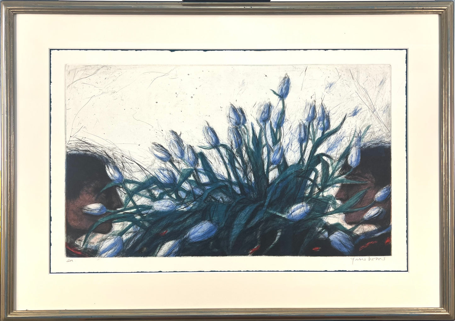 Wever, Peter, Durch die Blumen, 37,7 x 63,7cm, e.a., Radierung