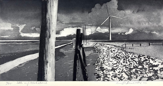 Werkmeister, Wolfgang, Ebbe auf Nordstrand, 30 x 60cm, 4/85, Radierung