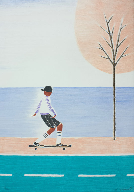 Eckhardt, Rasmus, Einsamer Reiter 4, Skater, 68 x 47cm, 48/120, Lithografie
