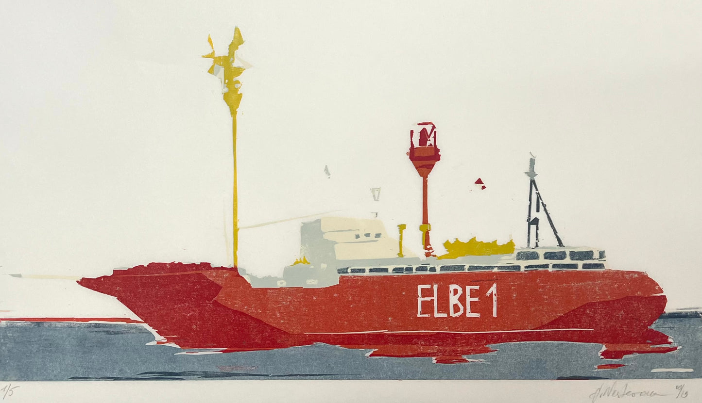 Nesterova, Anastasiya, Elbe I, 49 x 75cm, 1/5, Holzschnitt, 2021