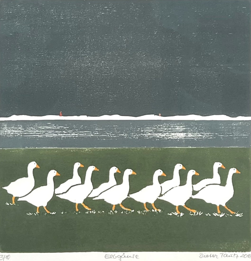 Tautz, Dieter, Elbgänse, Holzschnitt, 30 x 30cm, 3/10, Holzschnitt