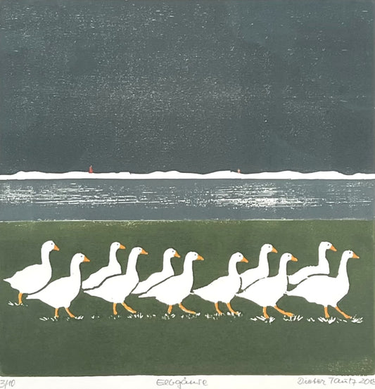 Tautz, Dieter, Elbgänse, Holzschnitt, 30 x 30cm, 3/10, Holzschnitt