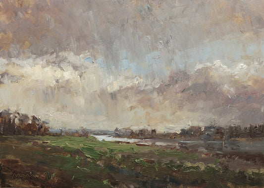 Meinel, Mathias, Elbwiesen im Regen, 50 x 70cm, Öl auf Leinw., 2026