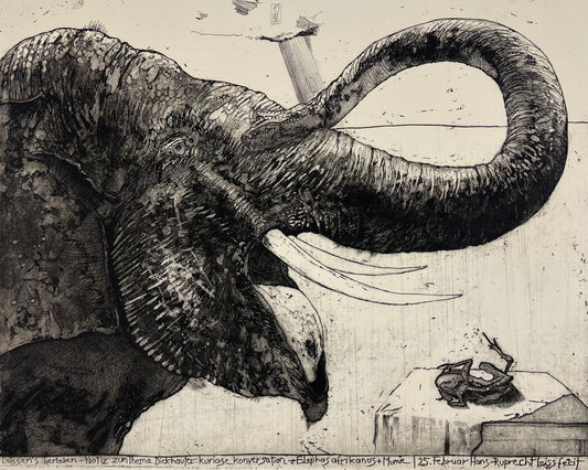Leiß, Hans-Ruprecht, Elefant/Afrikanismus, 39,5 x 49,5 cm, 7/30, Radierung, 1988