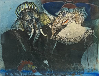 Leiß, Hans-Ruprecht, Elefantenpaar, 31,5 x 41cm, Lithografie