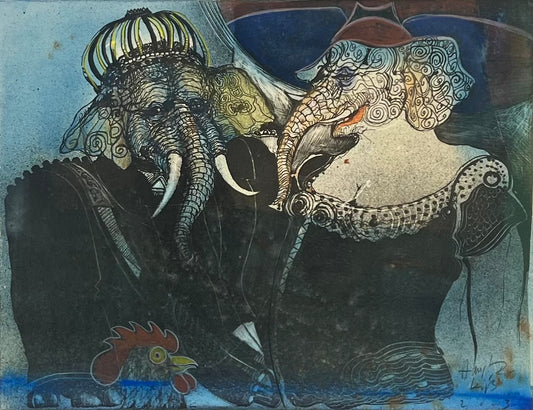 Leiß, Hans-Ruprecht, Elefantenpaar, 31,5 x 41cm, Lithografie