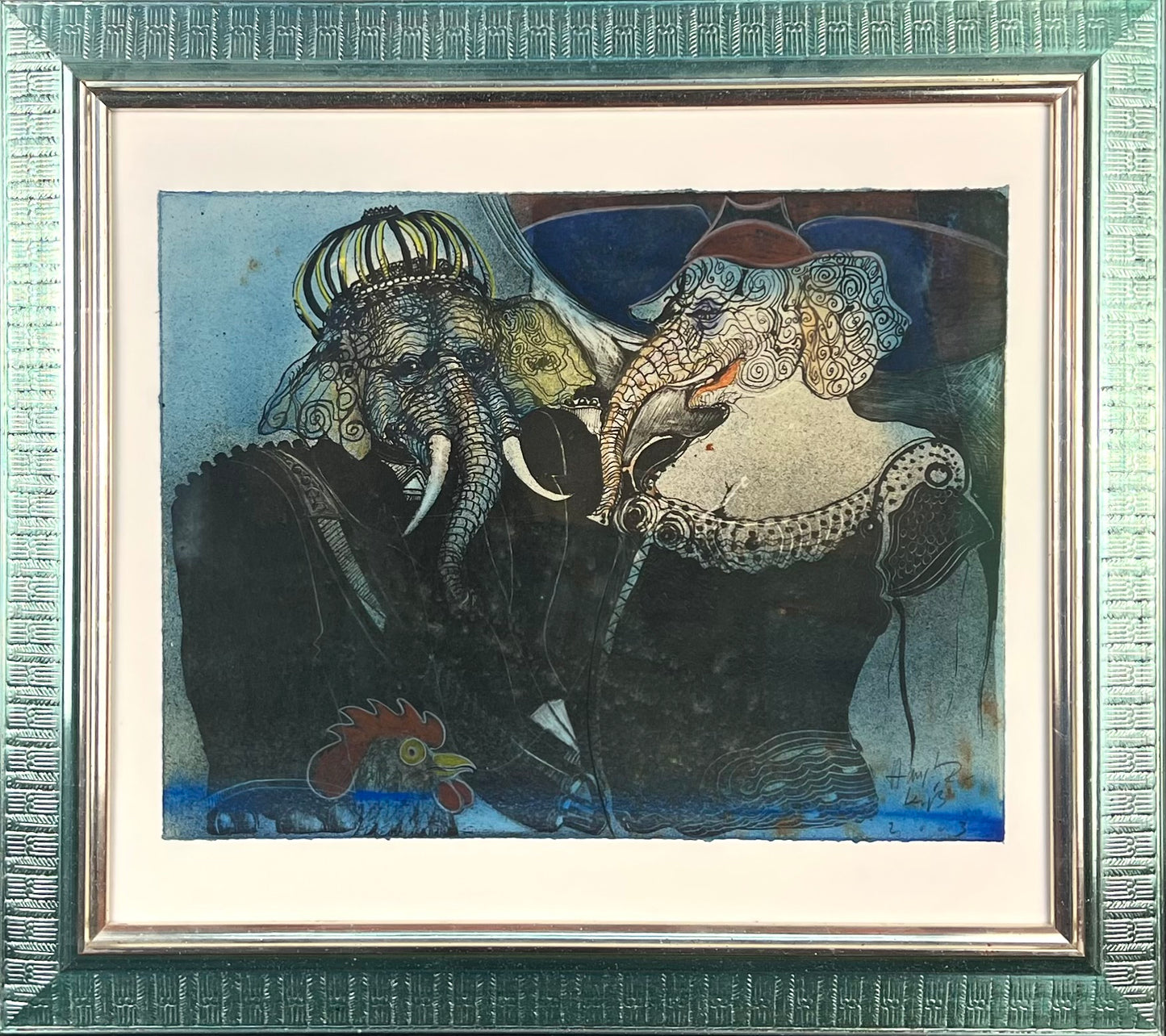 Leiß, Hans-Ruprecht, Elefantenpaar, 31,5 x 41cm, Lithografie