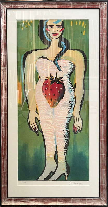Bach, Elvira, Erdbeerdiva, 104 x 48cm, Farbradierung