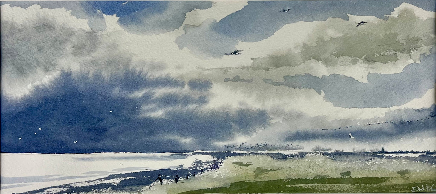 Entrich, Stephanie, Husum Landstrich, 15 x 29cm, Skizze 2, Aquarell