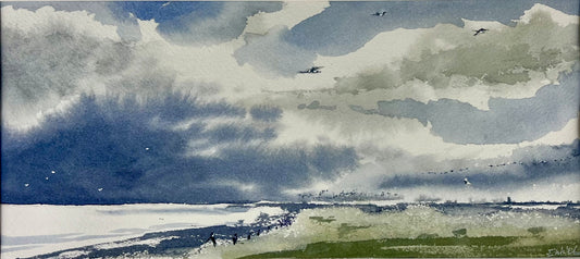 Entrich, Stephanie, Husum Landstrich, 15 x 29cm, Skizze 2, Aquarell