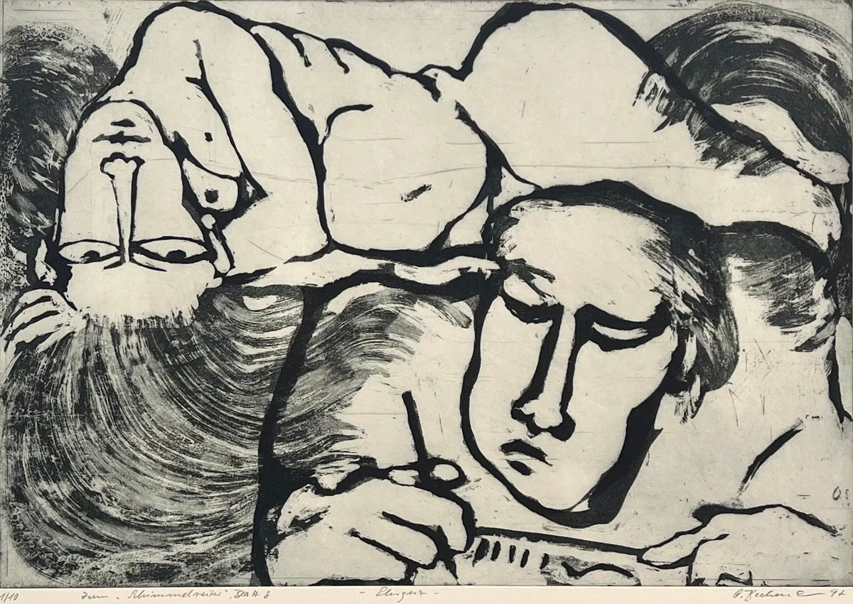 Beckmann, Otto, Ehrgeiz, 38,5 x 56cm, 1/10, Radierung, Blatt 8 aus der Schimmelreiter-Mappe