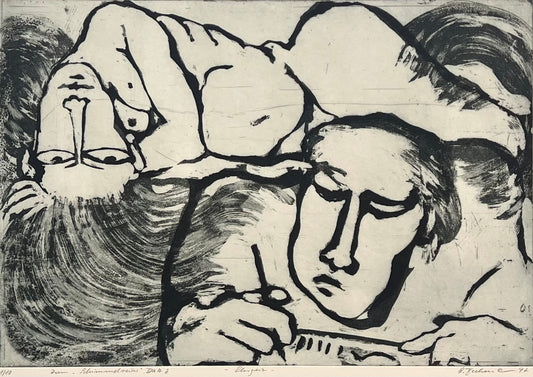 Beckmann, Otto, Ehrgeiz, 38,5 x 56cm, 1/10, Radierung, Blatt 8 aus der Schimmelreiter-Mappe