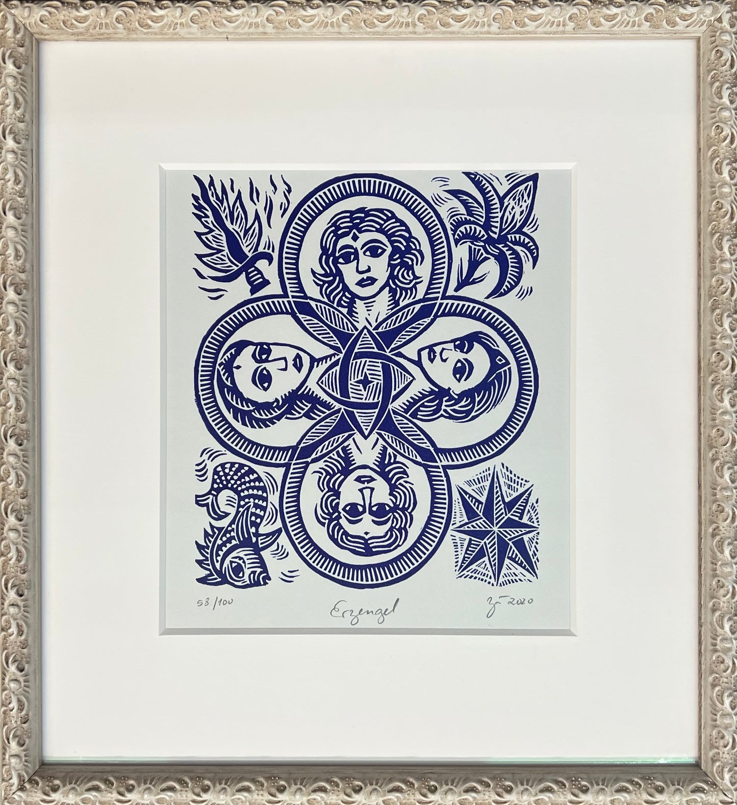 Zwirnmann, Katja, Erzengel/Kleines Pandämonium, 22,5 x 16cm, 58/100, Linolschnitt, 2020