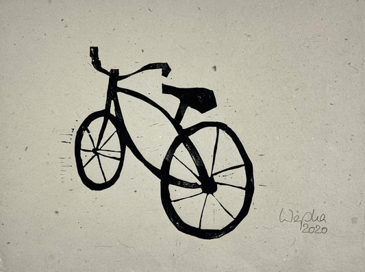 Weiss, Karina, Fahrrad II, 42 x 55cm, Holzschnitt