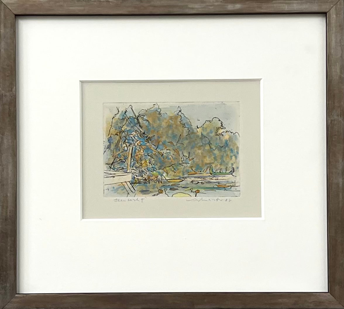 Werkmeister, Wolfgang, Feenteich II, 9 x 13cm,  aquarellierte Radierung, 1987