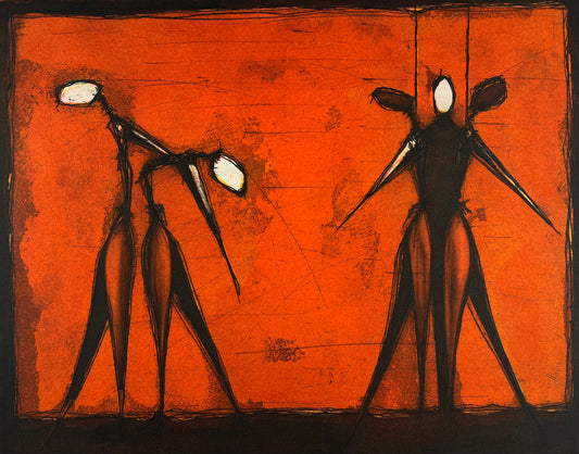 Felbermair, Heinz, Tanzende, rot, 39,5 x 49,5cm, Farbradierung