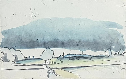Werkmeister, Wolfgang, Felder II, 7 x 11cm,aquarellierte Radierung