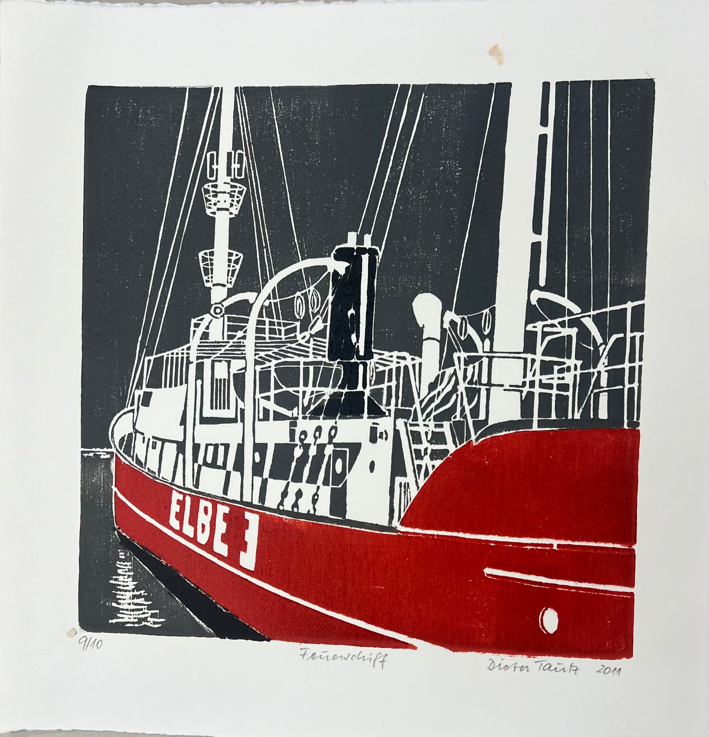 Tautz, Dieter, Feuerschiff, 30 x 30cm, 09/10, Holzschnitt, 2011