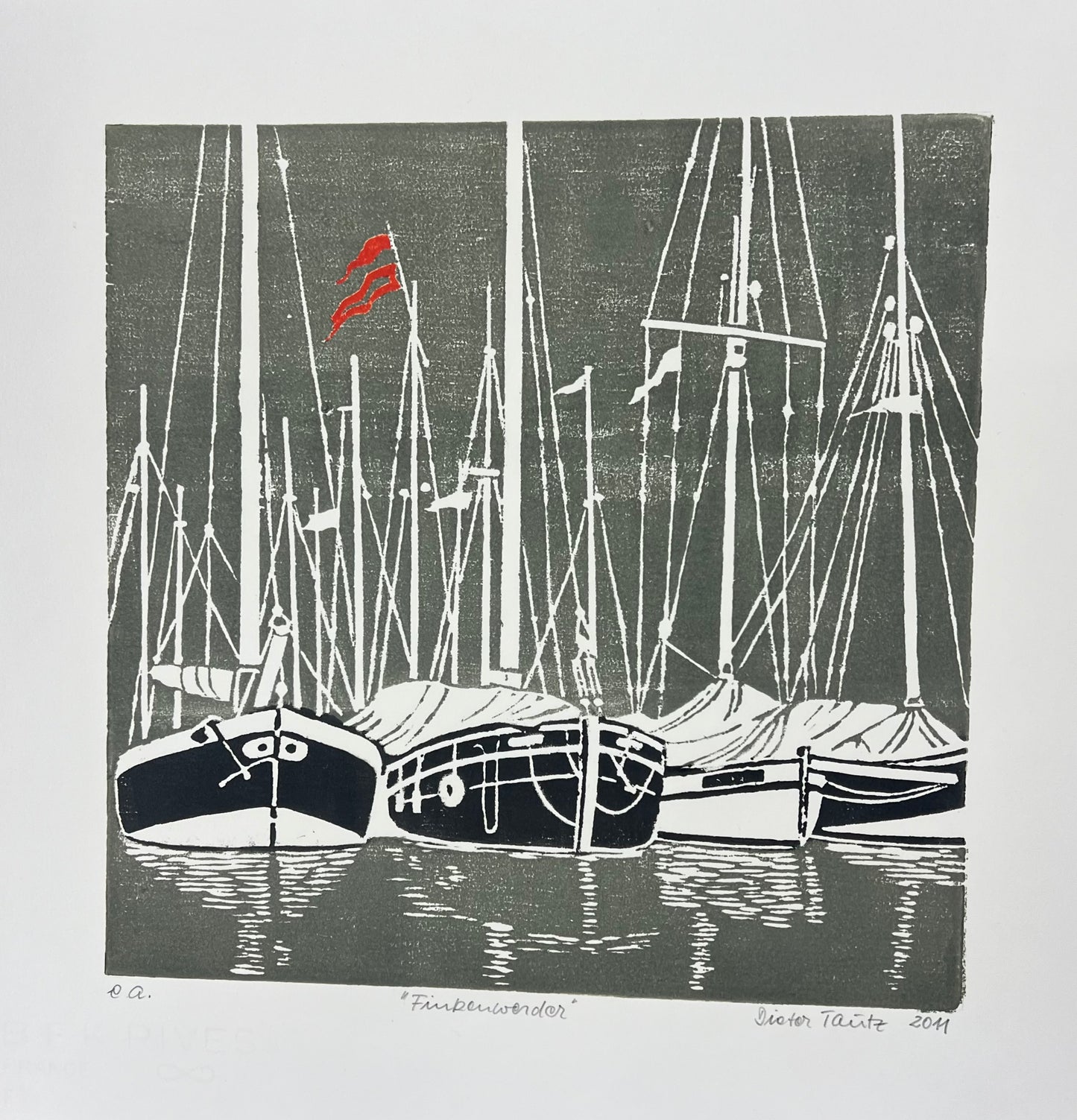 Tautz, Dieter, Finkenwerder, 30 x 30cm, e.a., Holzschnitt