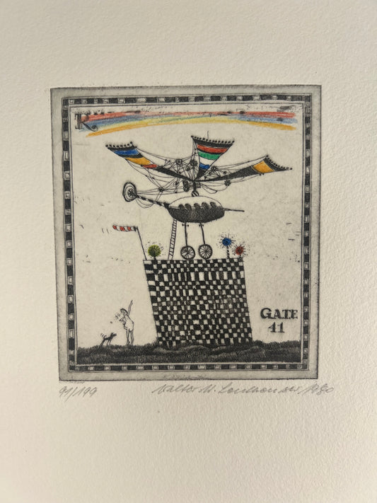 Leutheuser,  Walter W., Flughafen, 11 x 10cm, 91/199, Radierung, 1980