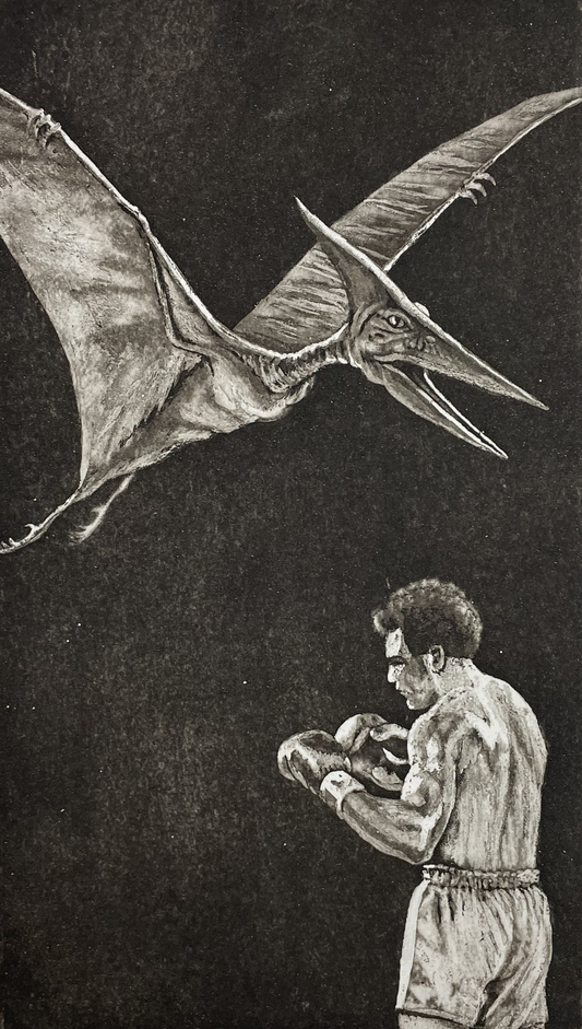 Leiß, Levke Anna, Flugsaurier - Capricho, 20 x 11,7cm, 9/30, Kaltnadelradierung, 2019