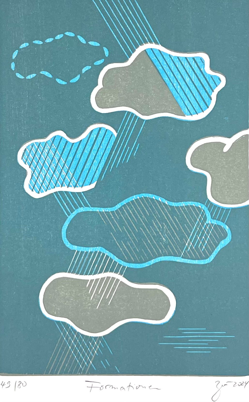 Zwirnmann, Katja, Formationen, 20 x13cm, 49/80, Linolschnitt, 2024