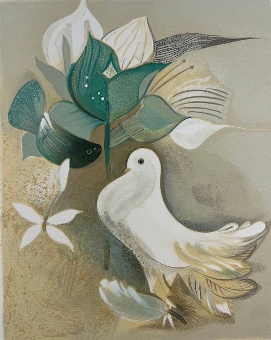 Framke, Dieter, Flora und Fauna (weiße Taube), 41,5 x 33cm, 59/180, Farblithografie