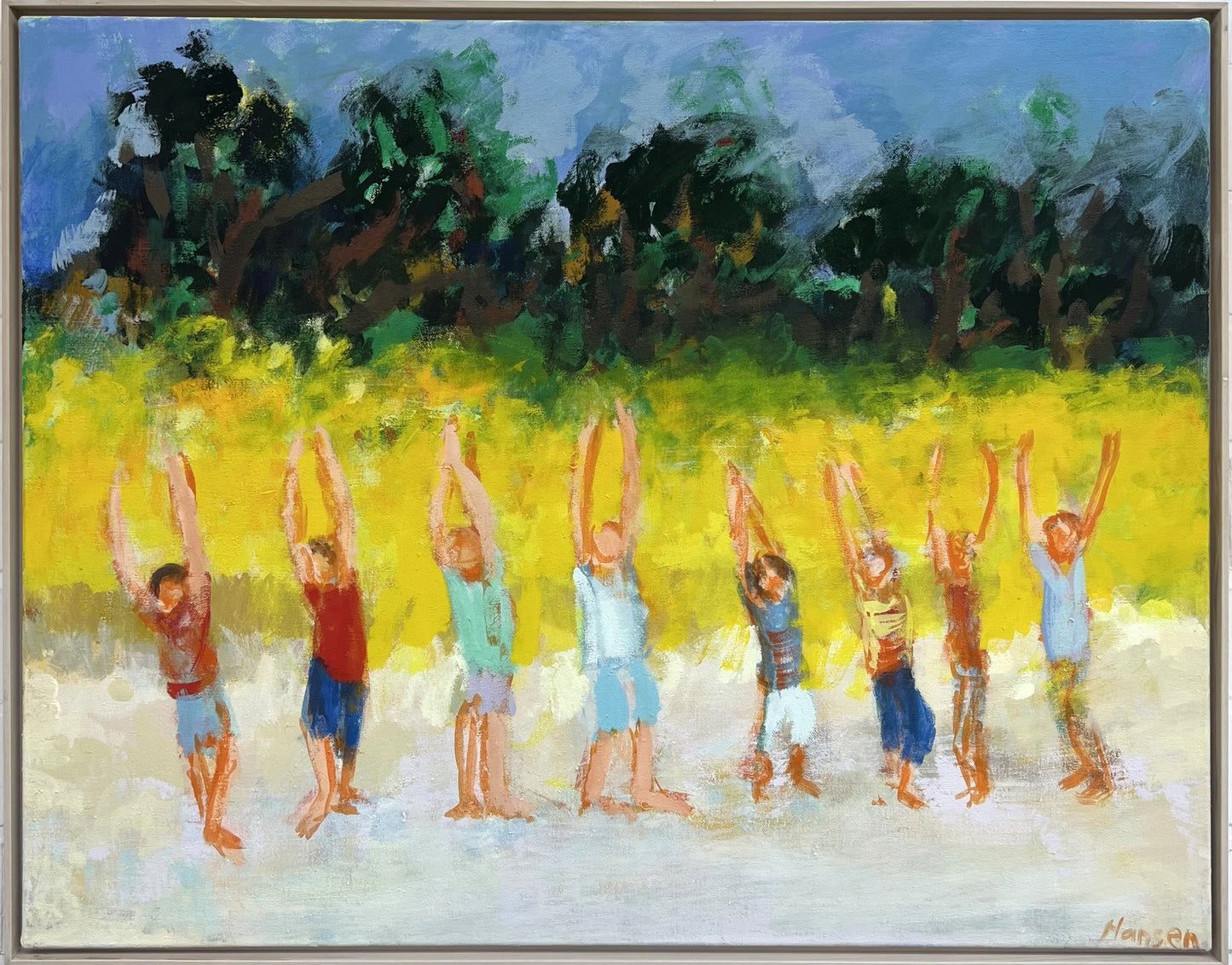 Hansen, Ulrike, Frühsport, 90 x 115cm, Eitempera auf Leinwand, 2025