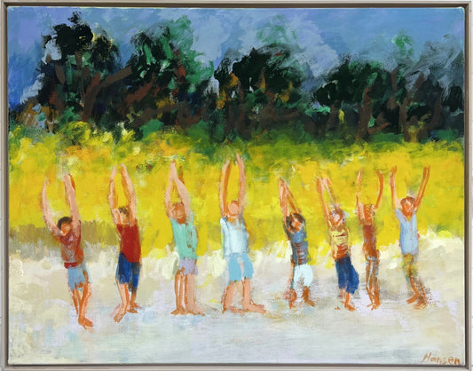 Hansen, Ulrike, Frühsport, 90 x 115cm, Eitempera auf Leinwand, 2025