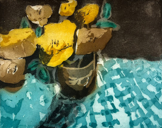 Fußmann, Klaus, Stillleben mit Rosen, 53,5 x 65cm, 21/60, Farblinolschnitt