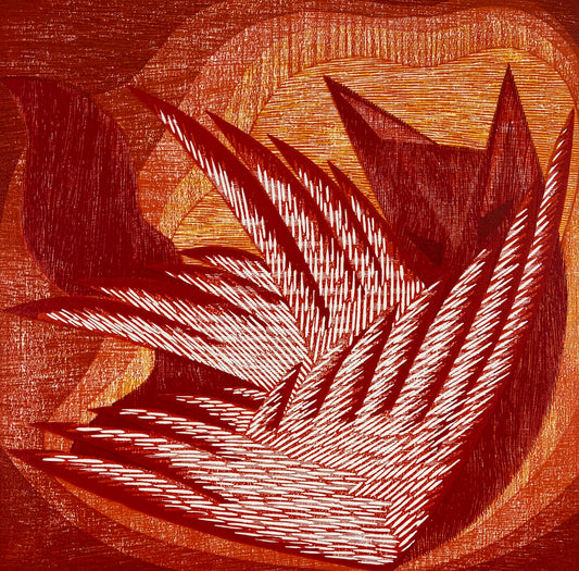 Hermanns, Gerhard, Gaia V, Die Füchsin, 38 x 38cm, II/VII, Holzschnitt, 1996