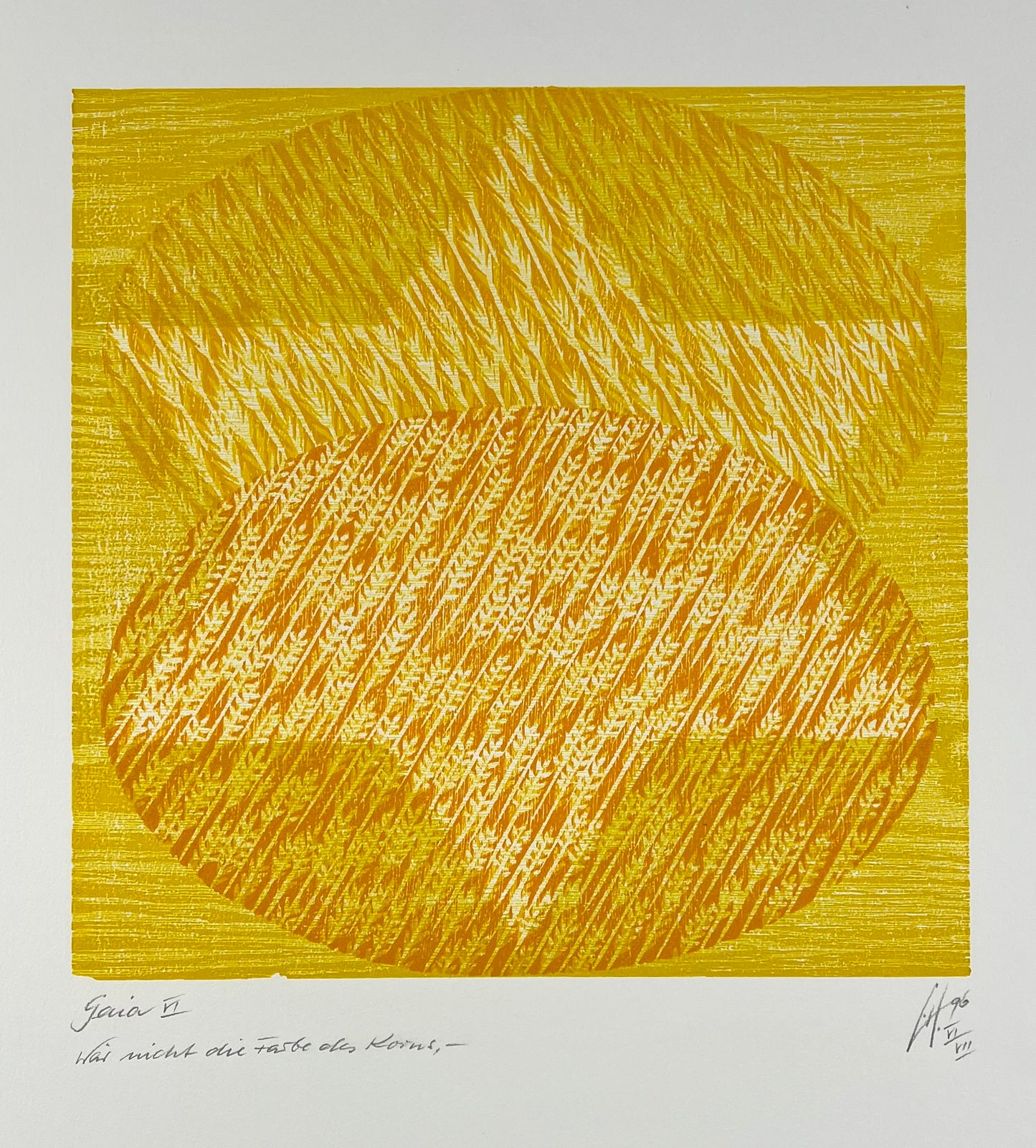 Hermanns, Gerhard, Gaia VI, Wär nicht die Farbe des Korns, 38 x 38cm, VI/VII, Holzschnitt, 1996